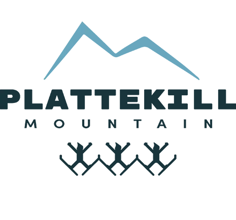 Plattekill Mountain logo, teal, badge style